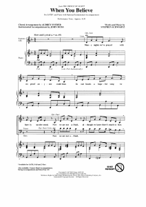 When You Believe SATB Choral Arrangement Sheet Music