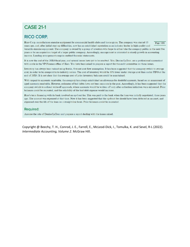 Rico Corp. Accounting Case Study: Inventory, Receivables, Loan Fees