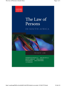 The Law of Persons in South Africa Textbook
