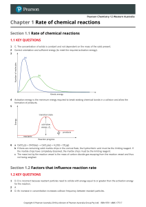 Pearson Chemistry 12 WA Chapter 1: Reaction Rate