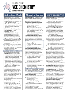 VCE Chemistry Unit 3 AOS 1 Study Design 2024-2027
