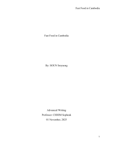 Fast Food in Cambodia: Health, Culture, and Solutions