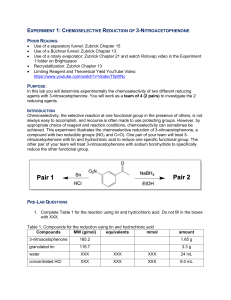 Experiment 1: Chemoselective Reduction of 3-Nitroacetophenone