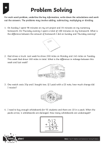 Year 4 Maths Problem Solving Worksheet
