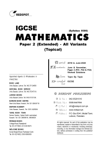 IGCSE Math Paper 2 Extended Topical Solutions 2018-2024