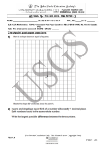 Grade 6 Math Worksheet: Checkpoint Past Paper Questions