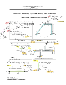 APSC 261 Homework 2: Equilibrium & Static Determinacy