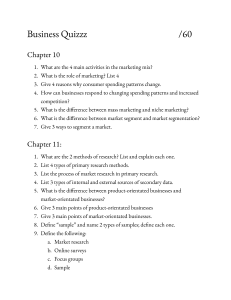 Business Quiz: Marketing, Research, Production & Costs