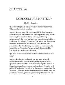 Does Culture Matter? E.M. Forster Essay Analysis