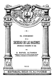 El Congreso de la Sociedad de las Naciones (Bruselas, 1919)
