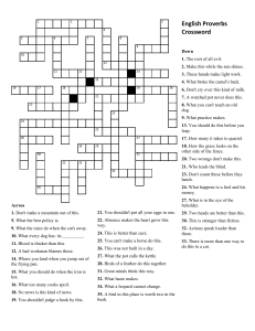 English Proverbs Crossword Puzzle