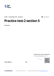 IGCSE Cambridge Business Practice Test Section 5