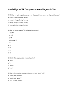 Cambridge IGCSE Computer Science Diagnostic Test