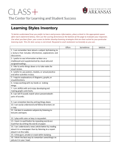Learning Styles Inventory - University of Arkansas