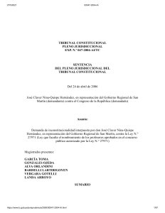 Sentencia del Tribunal Constitucional sobre Ley 27971 y autonom&iacute;a regional