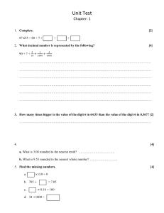 Unit Test Chapter 1: Decimals