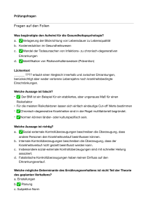 Gesundheitspsychologie Pr&uuml;fungsfragen