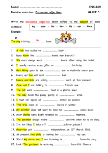 Grade 5 English: Possessive Adjectives Revision