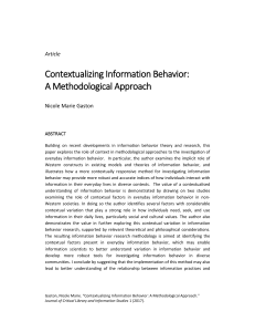 Contextualizing Information Behavior: A Methodological Approach
