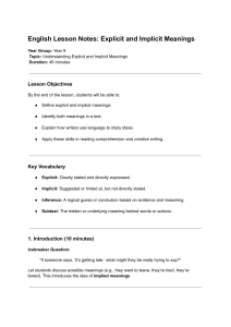 Year 9 English Lesson: Explicit & Implicit Meanings