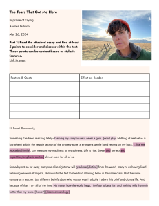 The Tears That Got Me Here: In Praise of Crying