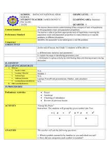 Grade 11 Statistics Lesson Plan: Parameters & Hypotheses