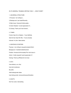 IELTS Writing Task 1 Cheat Sheet