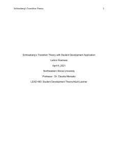 Schlossberg&rsquo;s Transition Theory: Student Development Application