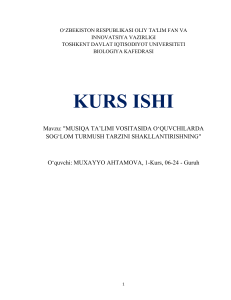Musiqa ta'limi orqali sog'lom turmush tarzini shakllantirish