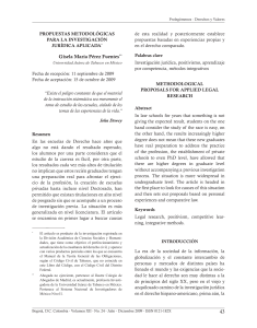 Propuestas metodol&oacute;gicas para investigaci&oacute;n jur&iacute;dica aplicada