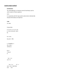 Jacobi Method: MATLAB Code and Explanation
