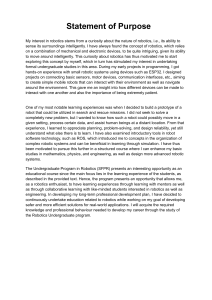 Statement of Purpose for Robotics Undergraduate Program