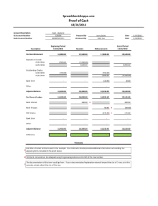 Proof of Cash Reconciliation Template 12/31/2012
