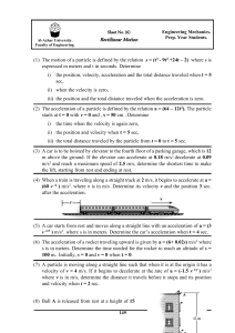 Rectilinear Motion Problems - Engineering Mechanics Prep Year