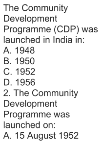 Community Development Programme Quiz: India's Rural Development History