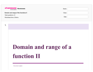 Domain and Range of Functions II Worksheet