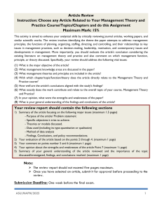 Management Article Review Assignment Instructions