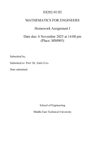 Mathematics for Engineers Homework Assignment I