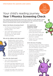 Year 1 Phonics Screening Check: Parent Guide