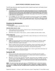 Quick Phonics Screener: Standard Version Assessment Tool