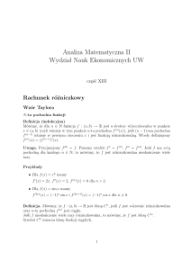 Analiza Matematyczna II - Rachunek R&oacute;żniczkowy i Wz&oacute;r Taylora