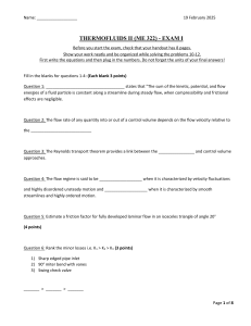 Thermofluids II Exam I ME 322