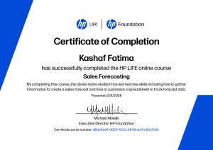 HP LIFE Sales Forecasting Course Completion Certificate