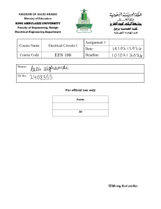 Electrical Circuits I Assignment 1: Circuit Analysis Problems