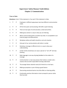 Supervisors' Safety Manual Chapter 2: Communication Quiz