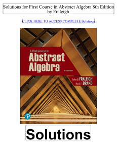 Solutions for First Course in Abstract Algebra 8th Edition by Fraleigh