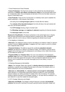 Evidence Law: Facta Probanda, Admissibility, and Trial Procedures