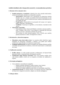 An&aacute;lisis de Integraci&oacute;n Sensorial y Recomendaciones Pr&aacute;cticas