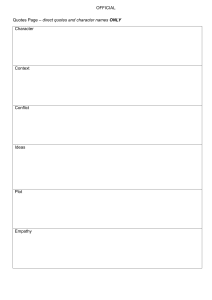 Literary Analysis Worksheet: Quotes & Character