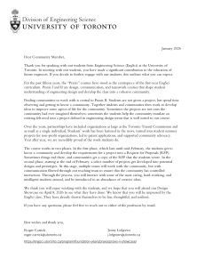 University of Toronto EngSci Praxis Courses Letter